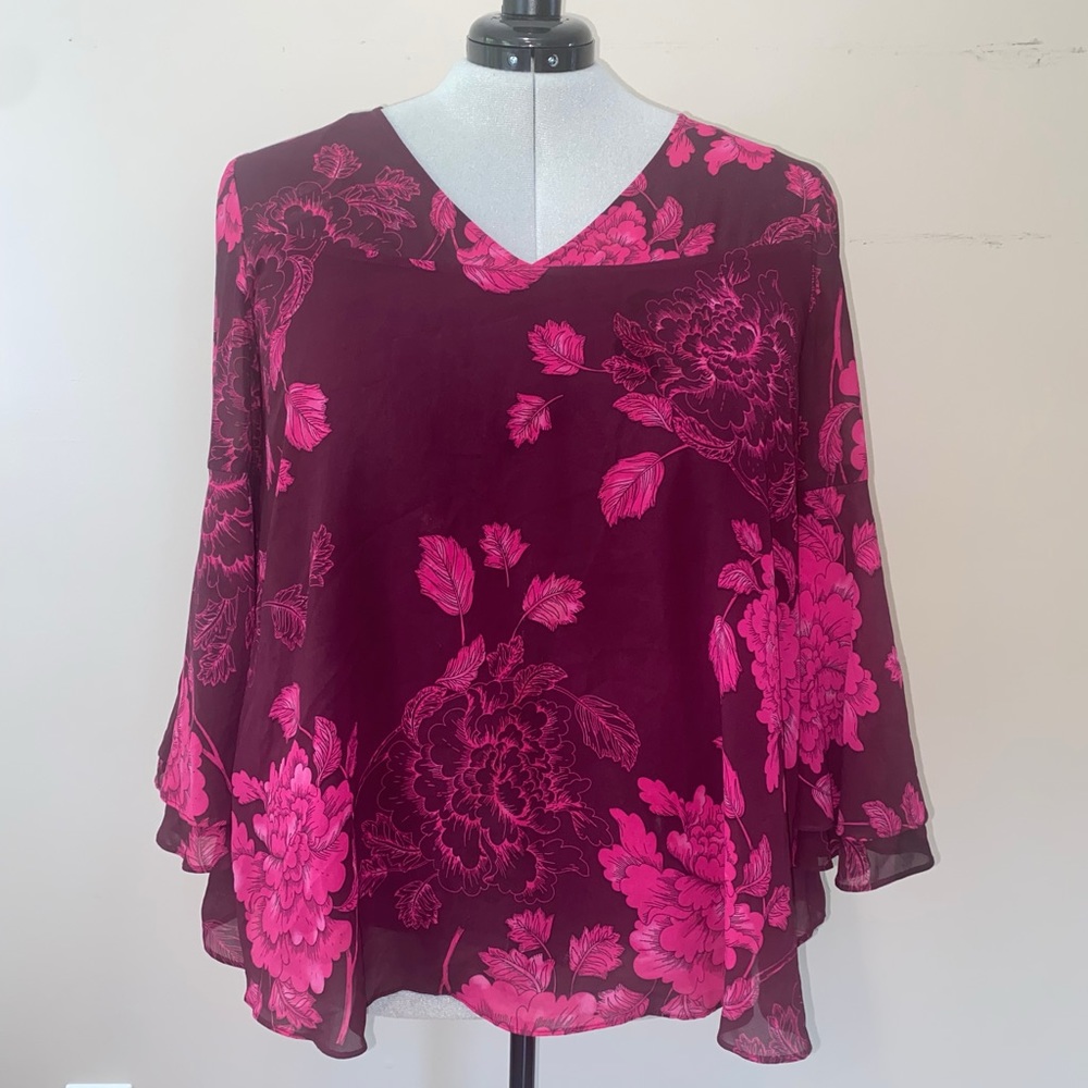 Pink floral blouse